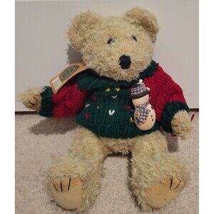 Boyd's Bears William in Christmas Sweater with Snowman Pin #1107-03 Rare HTF
